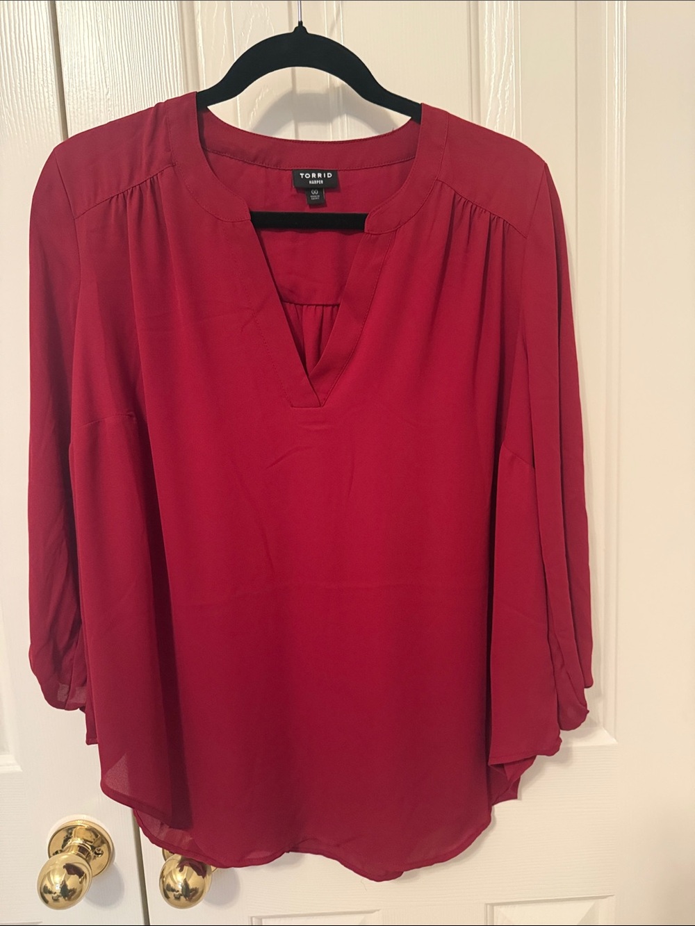 torrid Red V-Neck Long Sleeve Tunic Top